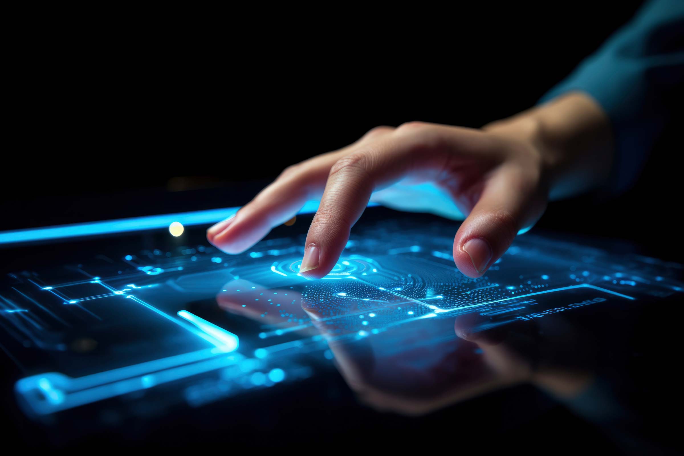 Data and graphs on tablet with user interacting