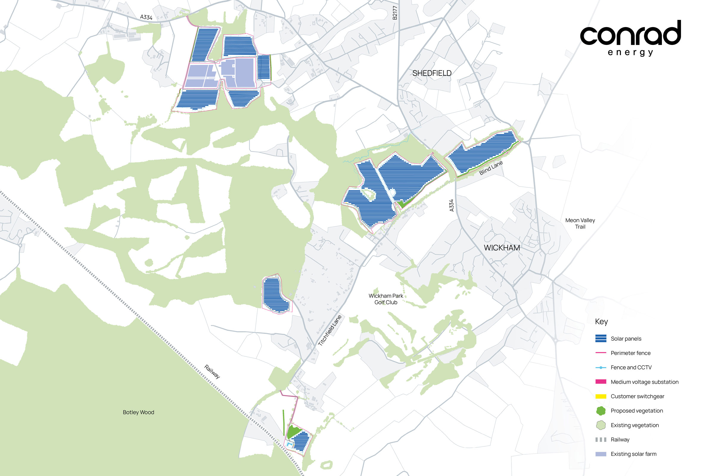 Titchfield Lane Solar Farm illustrated plan overview