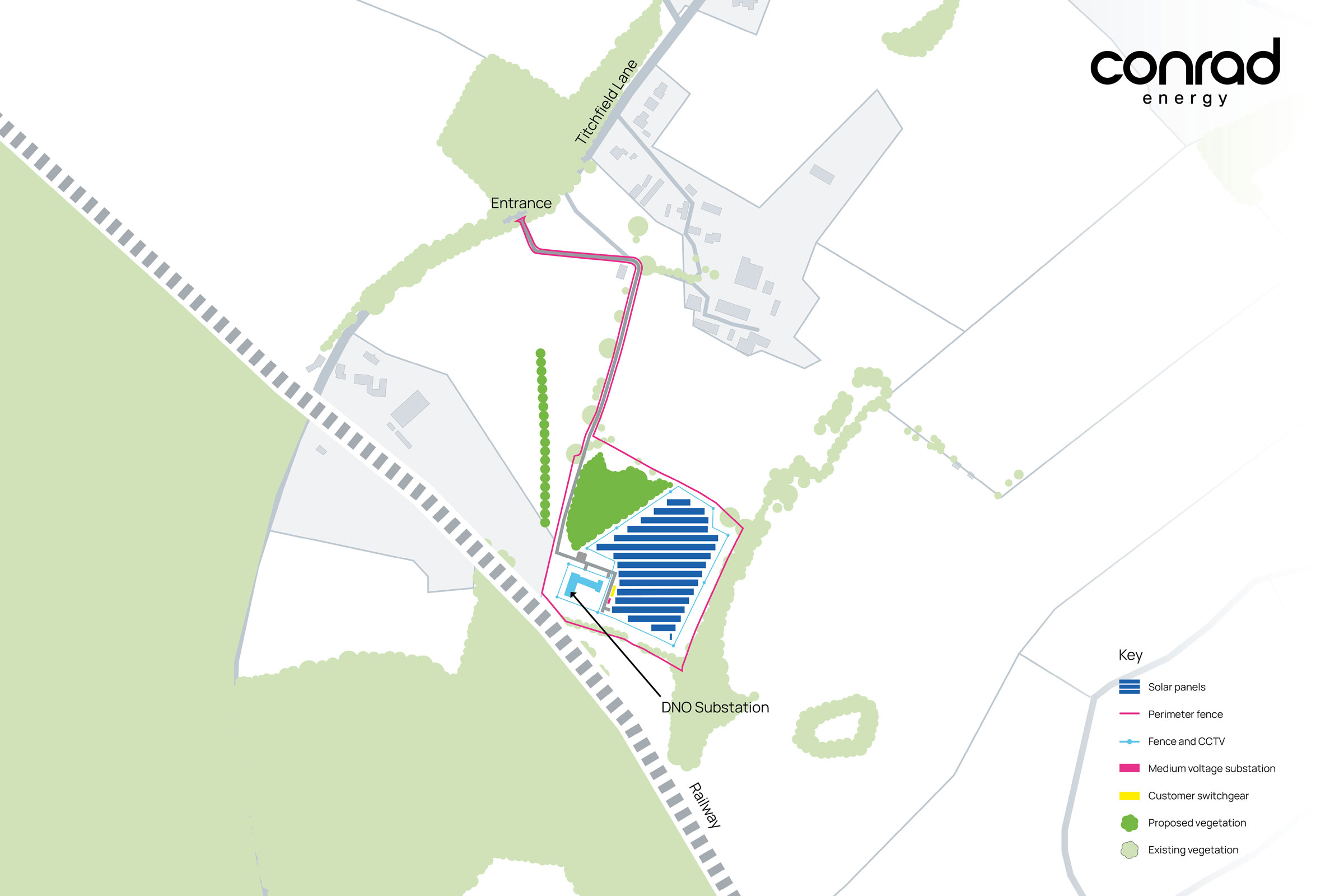 Titchfield Lane Solar Farm illustrated plan south