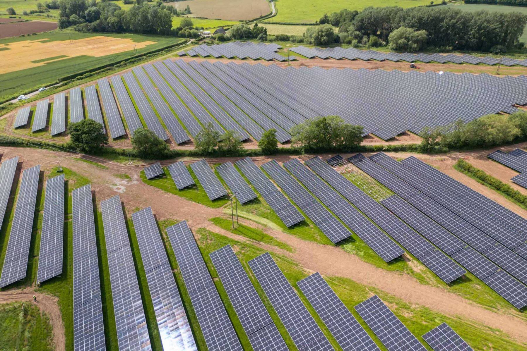 Solar panels in a field