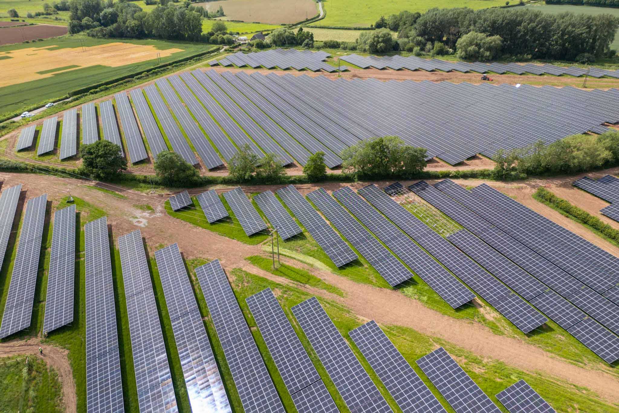 Solar panels in a field